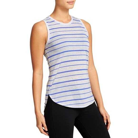 Athleta Asana Muscle Tank Top Gray Blue Stripes Size XS - Picture 9 of 9